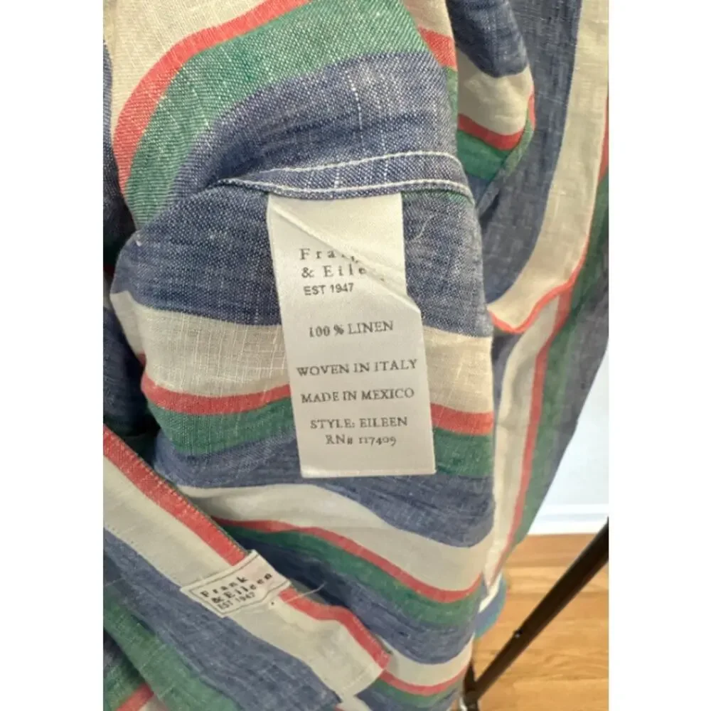 Frank & Eileen Eileen Linen Shirt in Multicolor Stripe size M medium